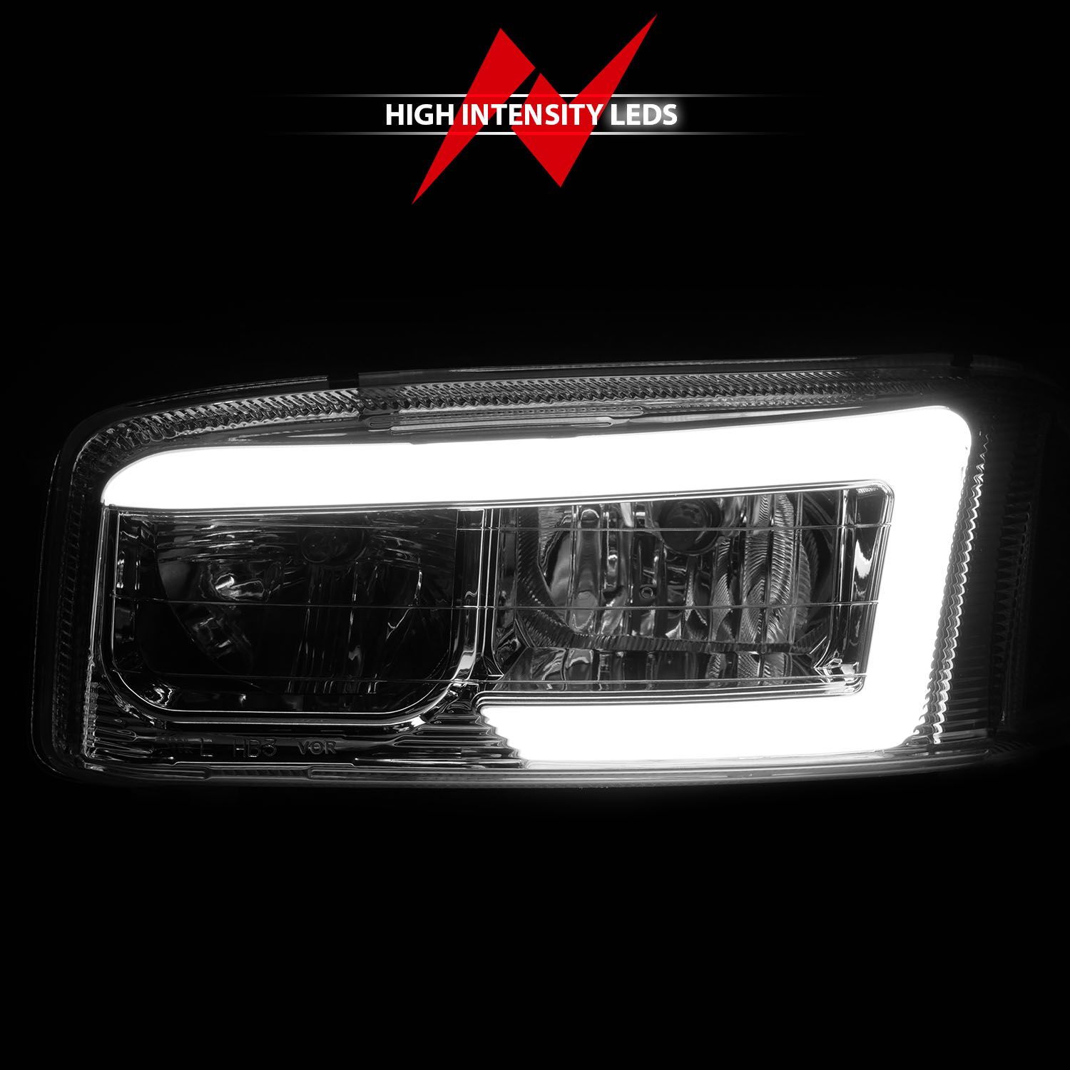 1999-2006 GMC SIERRA/SIERRA DENALI / 2007 SIERRA CLASSIC / YUKON/YUKON XL / 2000-2006 YUKON DENALI CRYSTAL PLANK STYLE HEADLIGHTS CHROME