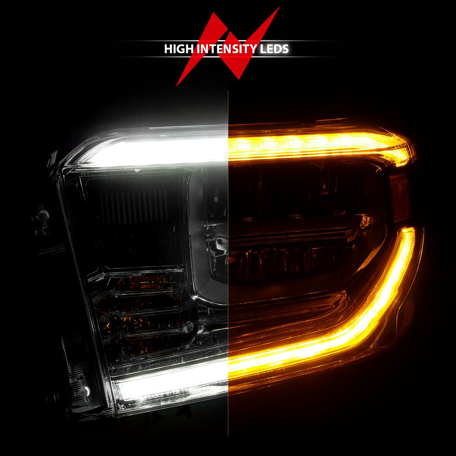 2014-2017 TOYOTA TUNDRA LED CRYSTAL SWITCHBACK PLANK STYLE HEADLIGHTS CHROME(LED HIGH/LOW BEAM)(FOR OEM HALOGEN MODEL W/ HALOGEN DRL)