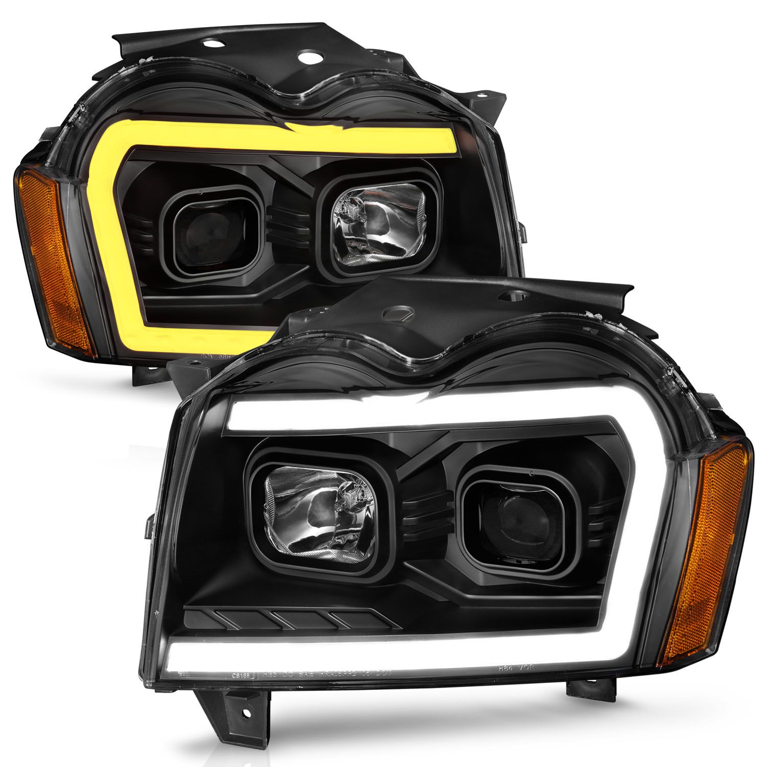 2005-2007 JEEP GRAND CHEROKEE PROJECTOR SWITCHBACK PLANK STYLE HEADLIGHT BLACK