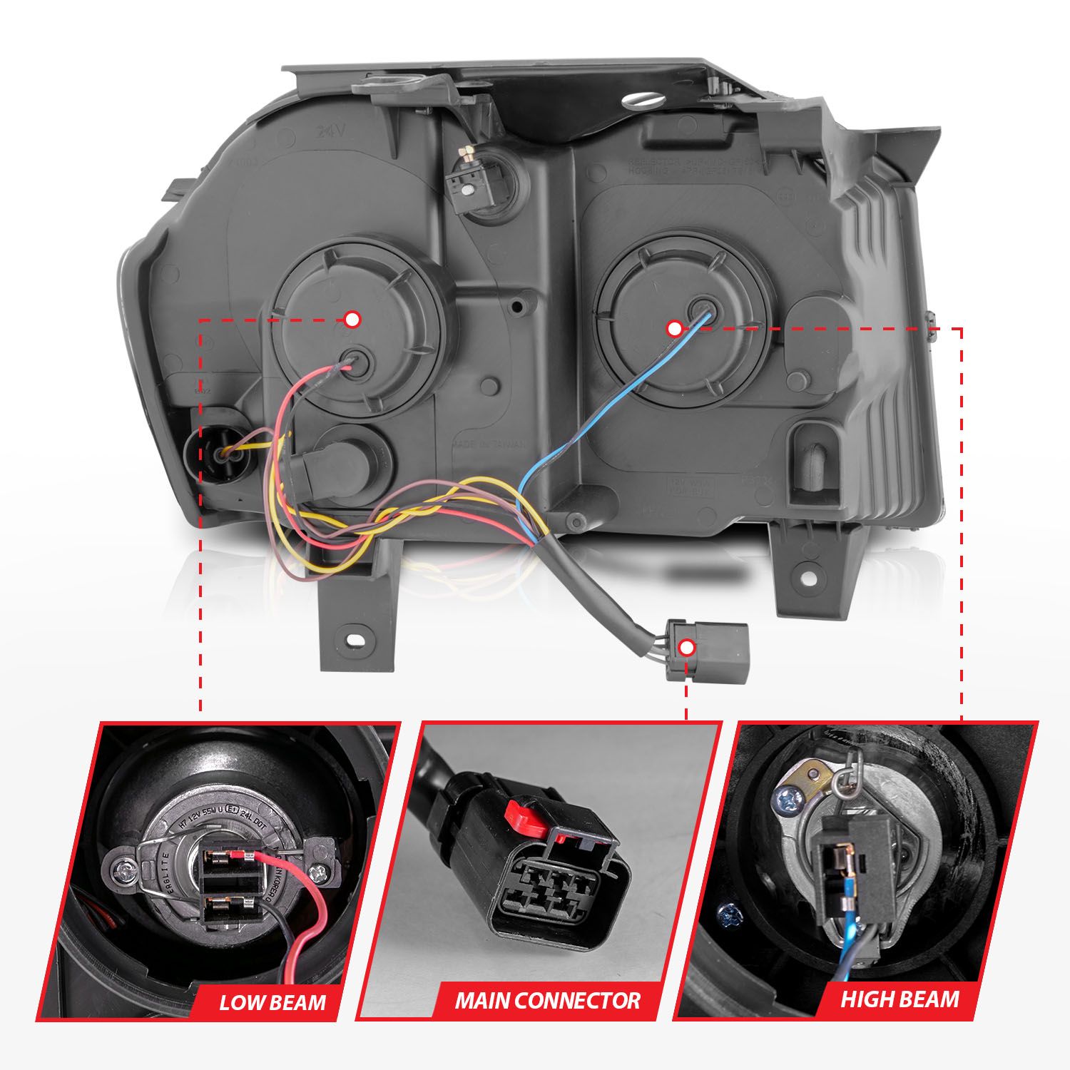 2005-2007 JEEP GRAND CHEROKEE PROJECTOR SWITCHBACK PLANK STYLE HEADLIGHT BLACK