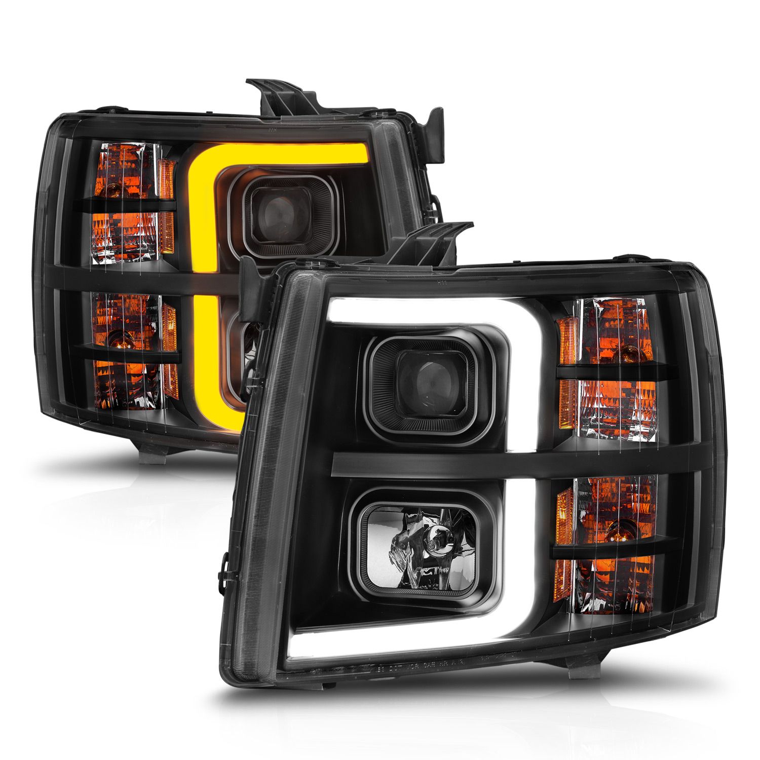 2007-2013 CHEVY SILVERADO 1500 / 2500HD/3500HD SEQUENTIAL PLANK PROJECTOR HEADLIGHT BLACK