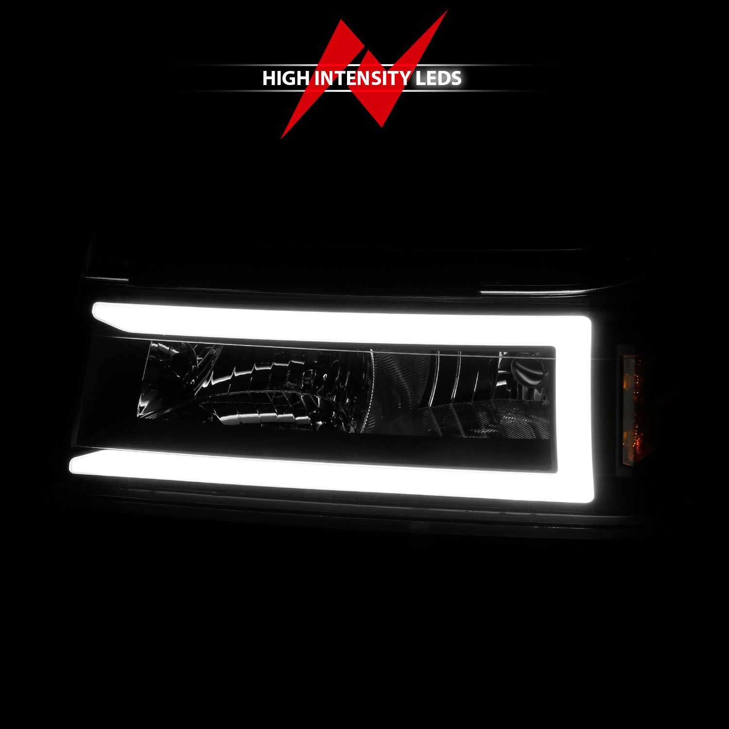 2004-2012 CHEVY COLORADO / GMC CANYON HEADLIGHTS BLACK 4PCS W/ C LIGHT BAR PARKING LIGHTS
