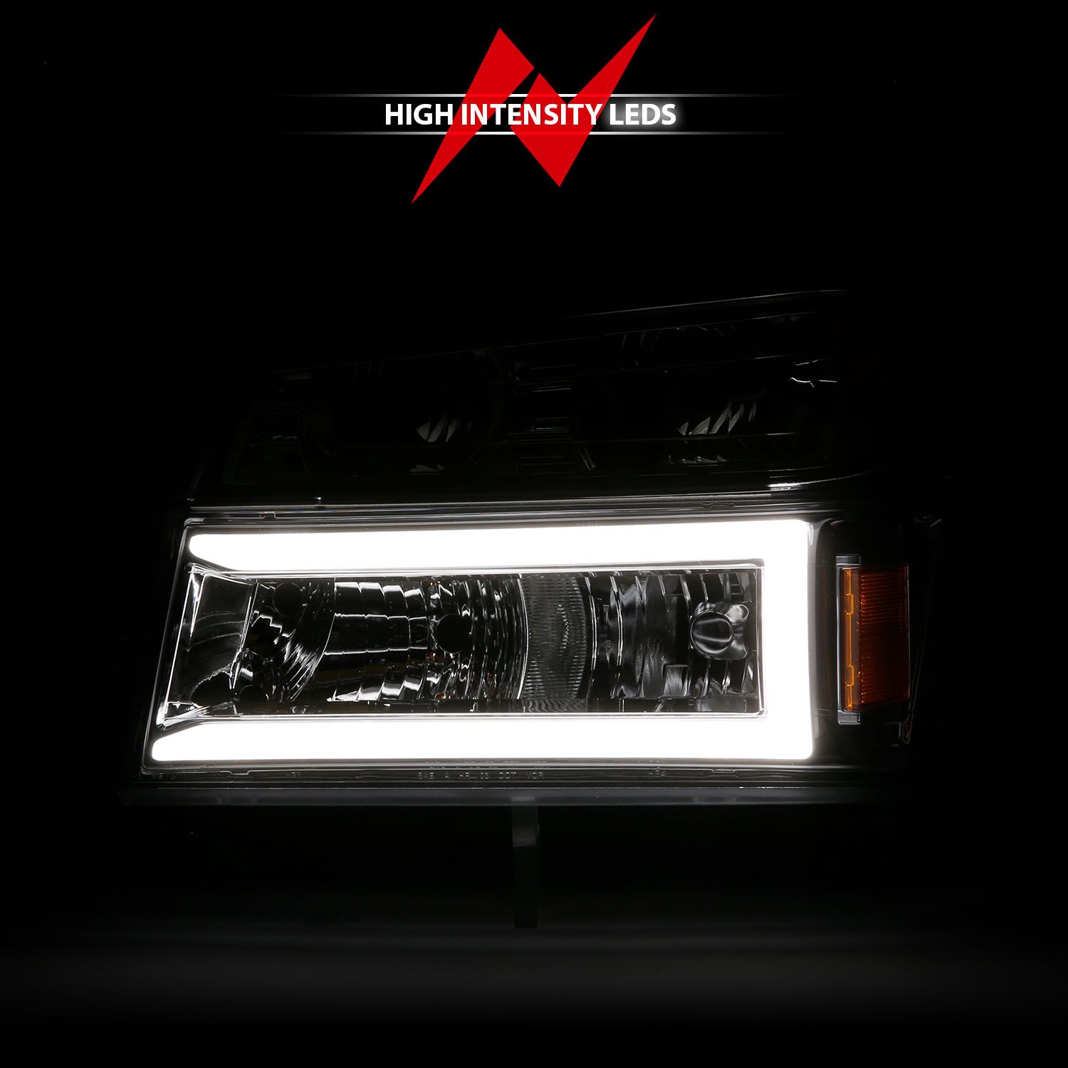 2004-2012 CHEVY COLORADO / GMC CANYON HEADLIGHTS CHROME 4PCS W/ C LIGHT BAR PARKING LIGHTS