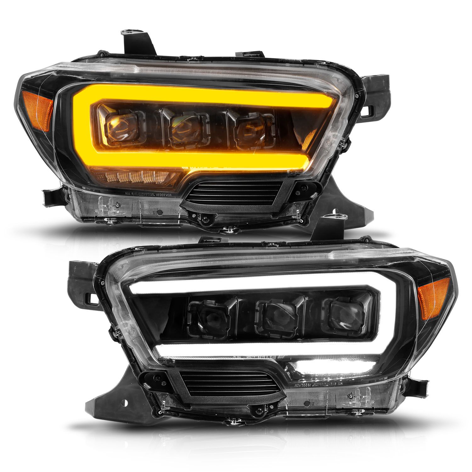 2016-2022 TOYOTA TACOMA BLACK FULL LED PROJECTOR PLANK STYLE HEADLIGHTS W/ INITIATION FEATURE & SEQUENTIAL (FOR LED DRL)