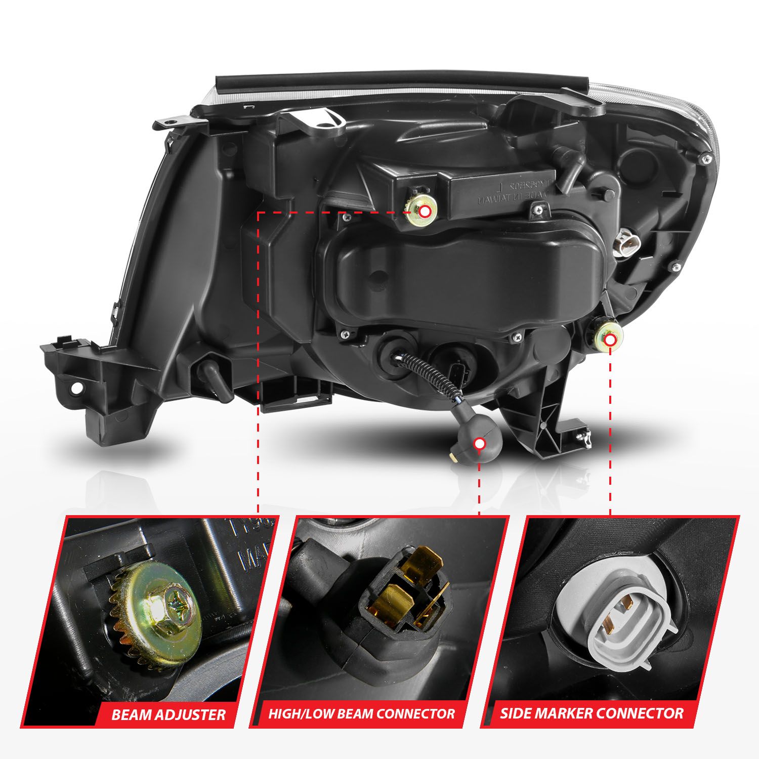 2005-2011 TOYOTA TACOMA PROJECTOR LED SWITCHBACK PLANK STYLE HEADLIGHTS W/ SEQUENTIAL SIGNAL BLACK