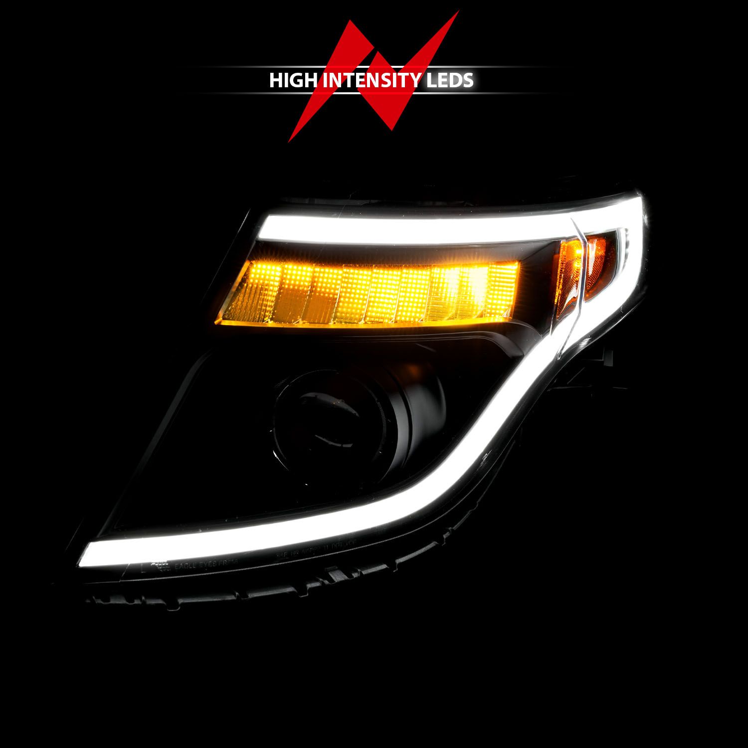 2011-2015 FORD EXPLORER PROJECTOR PLANK STYLE HEADLIGHTS BLACK W/ LED SIGNAL LIGHT (13-15 BASE, XLT, LIMITED)