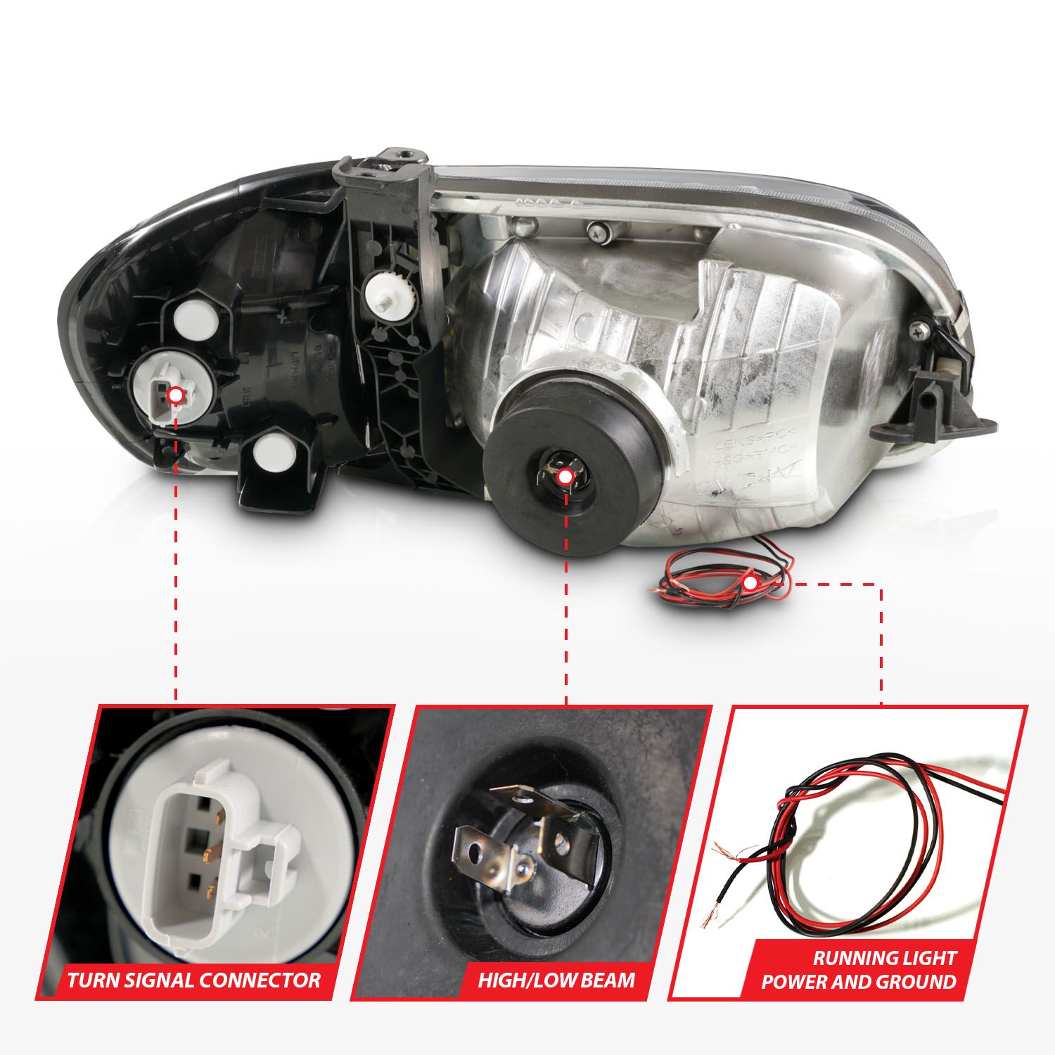 2000-2004 TOYOTA TUNDRA CRYSTAL PLANK STYLE HEADLIGHTS CHROME W/ CORNER LIGHTS 2PCS