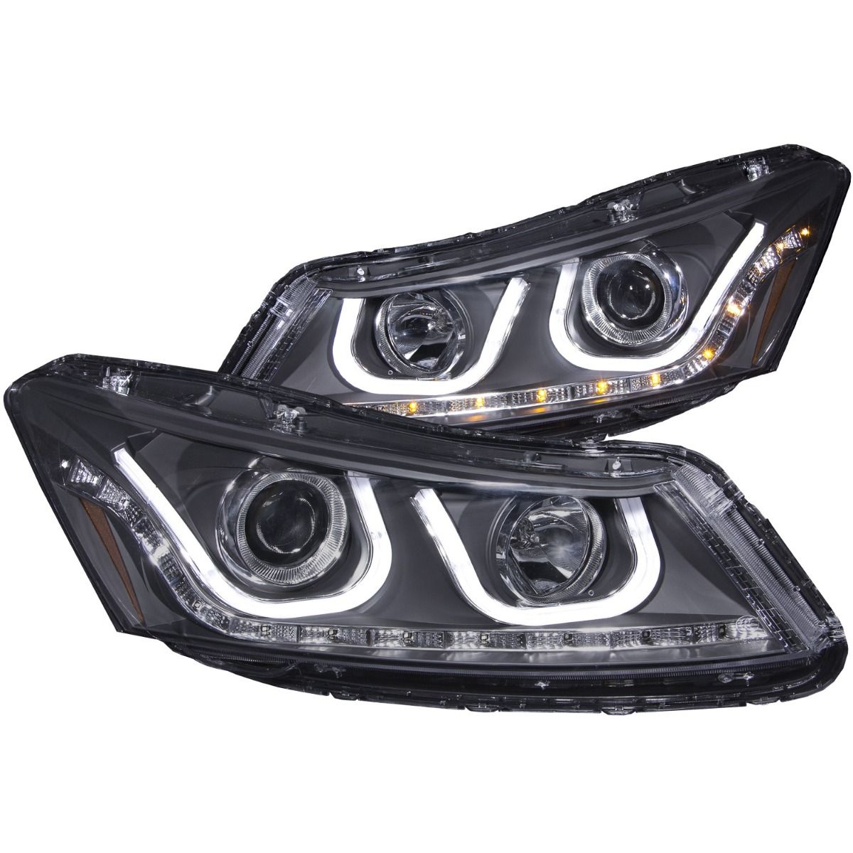 2008-2012 HONDA ACCORD 4DR PROJECTOR HEADLIGHTS U-BAR BLACK CLEAR