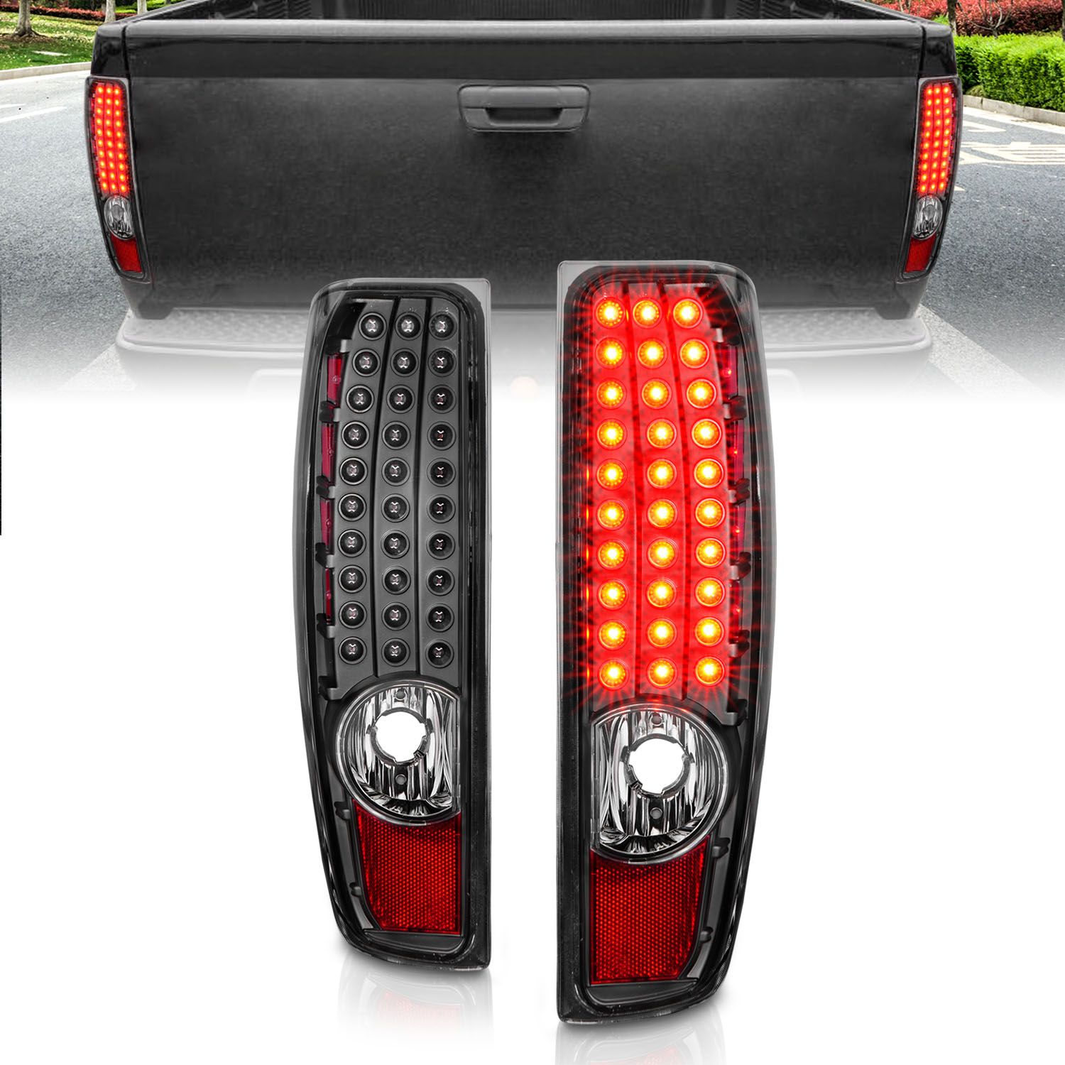 2004-2012 CHEVY COLORADO / GMC CANYON LED TAIL LIGHTS BLACK HOUSING CLEAR LENS