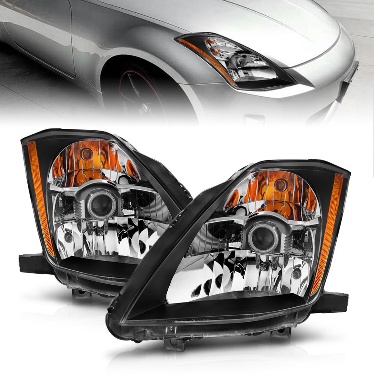 2003-2005 NISSAN 350Z PROJECTOR HEADLIGHTS BLACK