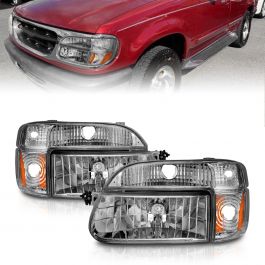 FORD EXPLORER 95-01 / MOUNTAINEER 97 CRYSTAL HEADLIGHTS CHROME W/ CORNER  LIGHTS 2PC