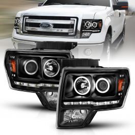 FORD F-150 09-14 PROJECTOR HEADLIGHTS G2 BLACK W/ RX