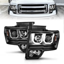 FORD F-150 09-14 PROJECTOR U-BAR HEADLIGHTS BLACK