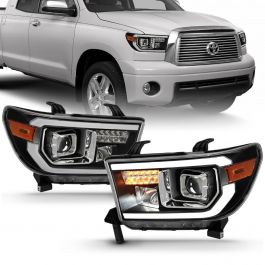 TOYOTA TUNDRA 07-13 / SEQUOIA 08-17 HALOGEN PROJECTOR PLANK STYLE  HEADLIGHTS BLACK (LED HIGH BEAM)