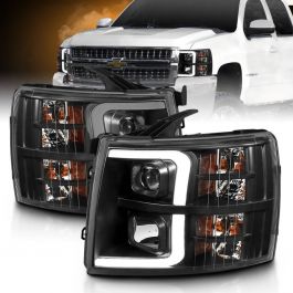 CHEVY SILVERADO 1500 07-13 / 2500HD/3500HD 07-14 PROJECTOR PLANK HEADLIGHTS  BLACK