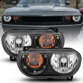 DODGE CHALLENGER 08-14 CRYSTAL HEADLIGHTS BLACK