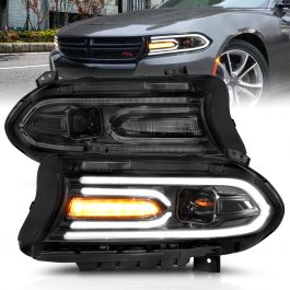 DODGE CHARGER 15-23 PROJECTOR PLANK STYLE HEADLIGHTS BLACK