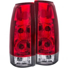 CHEVY/GMC C/K1500/2500 88-98 / C/K3500 88-00 / SUBURBAN 92-99 / BLAZER  (FULL-SIZE) 92-94 / TAHOE 95-99 / YUKON 92-99 TAIL LIGHTS CHROME RED/CLEAR  LENS