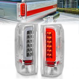 FORD F-150 87-96 / F-250/F-350/F-450 89-98 / BRONCO 87-96 LED C BAR TAIL  LIGHTS CHROME CLEAR LENS