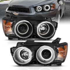 CHEVY SONIC 12-15 4DR/HATCHBACK PROJECTOR HALO HEADLIGHTS BLACK W/ RX HALO