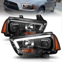 DODGE CHARGER 11-14 PROJECTOR PLANK STYLE HEADLIGHTS BLACK (FOR HALOGEN MODELS ONLY)