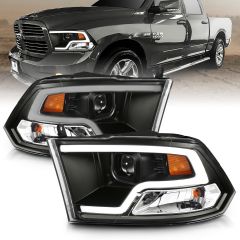 DODGE RAM 1500 09-18 / RAM 2500/3500 10-18 PROJECTOR PLANK STYLE HEADLIGHTS BLACK CLEAR (FOR NON-PROJECTOR MODELS)