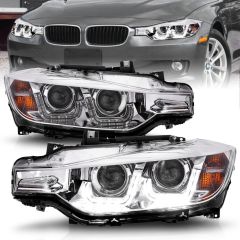 BMW 3 SERIES F30 12-15 4DR PROJECTOR U-BAR HEADLIGHTS CHROME (FOR HID & AUTO LEVELING, NO HID KIT)