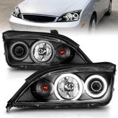 FORD FOCUS ZX4 05-07 PROJECTOR HEADLIGHTS BLACK W/ RX HALO (FOR 4DOOR MODELS ONLY)