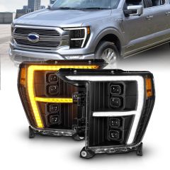 FORD F-150 21-23 Z-SERIES FULL LED PLANK PROJECTOR HEADLIGHTS BLACK W/ INITIATION FEATURE (FACTORY HALOGEN MODEL ONLY)
