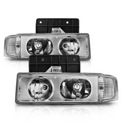 CHEVY ASTRO VAN 95-05 CRYSTAL HEADLIGHTS CHROME 1PC (W/O BULBS)