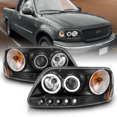FORD F-150 97-03 / EXPEDITION 97-02 PROJECTOR HEADLIGHTS BLACK W/ RX HALO & LED 1 PC