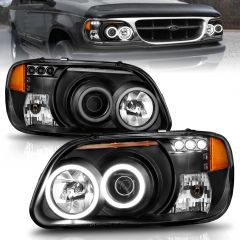 FORD EXPLORER 95-01 / MOUNTAINEER 97 PROJECTOR HEADLIGHTS BLACK W/ RX HALO 1 PC