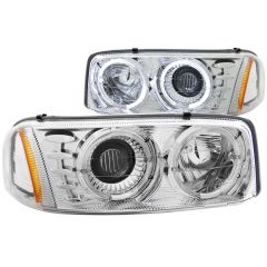 GMC SIERRA 99-06 / YUKON/ XL 00-06 / DENALI MODELS 01-06 PROJECTOR LED HALO HEADLIGHTS CHROME