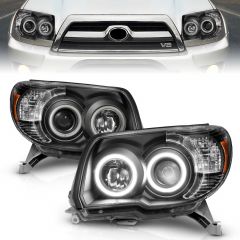 TOYOTA 4RUNNER 06-09 PROJECTOR HEADLIGHTS BLACK CLEAR (RX HALO) AMBER