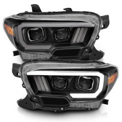 TOYOTA TACOMA 16-23 PROJECTOR PLANK STYLE HEADLIGHTS BLACK (FOR HALOGEN VERSION W/ LED DRL)