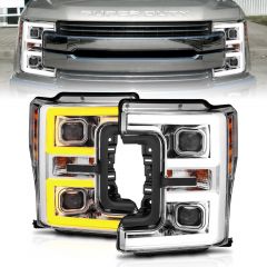 FORD F250/ F350/ F450 SUPER DUTY 17-19 PROJECTOR PLANK STYLE SWITCHBACK HEADLIGHTS CHROME(FOR HALOGEN MODELS ONLY)
