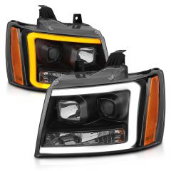 CHEVY TAHOE/ SUBURBAN 07-14 / AVALANCHE 07-13 PROJECTOR PLANK STYLE SWITCHBACK HEADLIGHTS BLACK