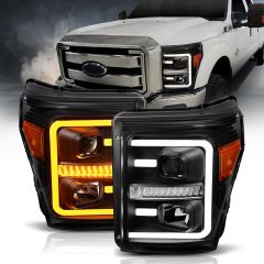 FORD SUPER DUTY 11-16 PROJECTOR PLANK STYLE SWITCHBACK HEADLIGHTS BLACK