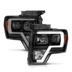 FORD F-150 09-14 PROJECTOR PLANK STYLE HEADLIGHTS BLACK (FOR HALOGEN MODELS ONLY)