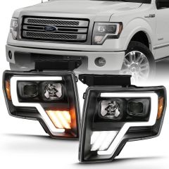 FORD F-150 09-14 PROJECTOR PLANK STYLE HEADLIGHT BLACK W/ SWITCHBACK SIGNAL (FOR HALOGEN MODEL)