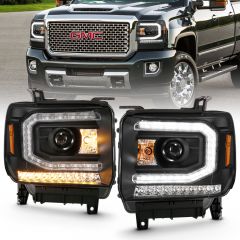 GMC SIERRA 1500 16-19 PROJECTOR PLANK STYLE HEADLIGHT BLACK W/ SEQUENTIAL SIGNAL (FOR HID, NO HID KIT)