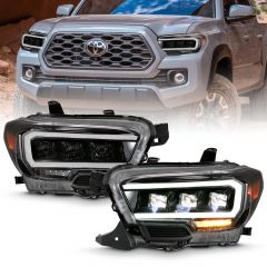 TOYOTA TACOMA 16-22 LED PROJECTOR HEADLIGHTS PLANK STYLE BLACK (FOR HALOGEN DRL)