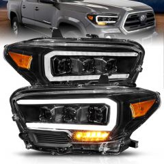 TOYOTA TACOMA 16-23 FULL LED PROJECTOR HEADLIGHTS BLACK (FOR HALOGEN VERSION WITH LED DRL)