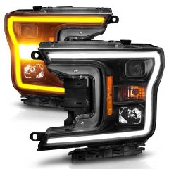 FORD F-150 18-20 PROJECTOR PLANK STYLE SWITCHBACK HEADLIGHTS BLACK