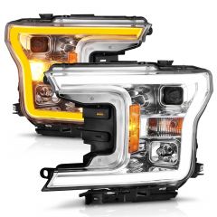 FORD F-150 18-20 PROJECTOR PLANK STYLE SWITCHBACK HEADLIGHTS CHROME 