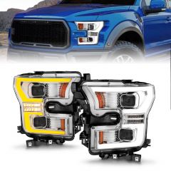 FORD F-150 15-17 FULL LED PROJECTOR PLANK STYLE SWITCHBACK HEADLIGHTS CHROME (FOR HALOGEN MODELS ONLY)