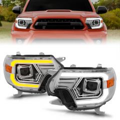TOYOTA TACOMA 12-15 CHROME PROJECTOR WITH SWITCHBACK AMBER C LIGHTS BAR 