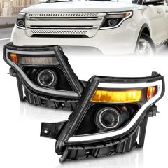 FORD EXPLORER 11-15 PROJECTOR PLANK STYLE HEADLIGHTS BLACK W/ LED SIGNAL (13-15 BASE, XLT, LIMITED)