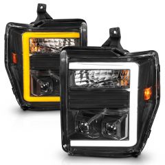 FORD SUPER DUTY 08-10 PROJECTOR SWITCHBACK PLANK STYLE HEADLIGHTS BLACK
