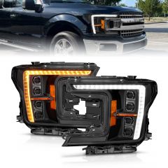 FORD F-150 18-20 Z-SERIES FULL LED PLANK PROJECTOR HEADLIGHTS BLACK W/ INITIATION FEATURE (FACTORY HALOGEN MODEL ONLY)